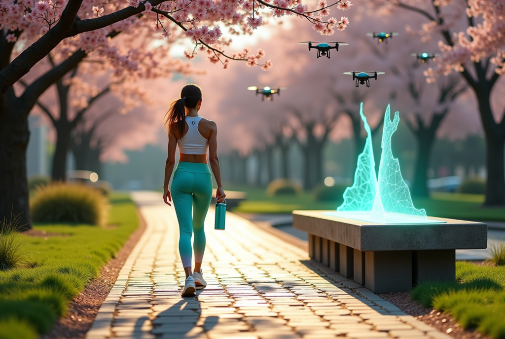 A professional walking in a park, showcasing how to boost lifestyle and productivity in 2025.